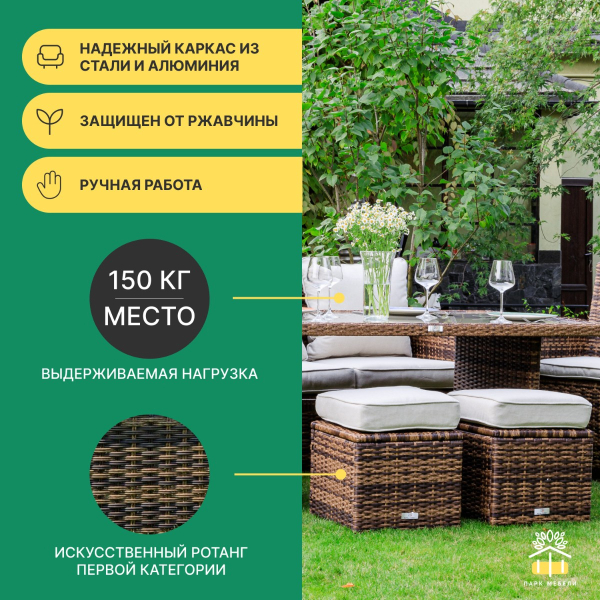 ZORRO PLUS коричневый комплект мебели из искусственного ротанга с диваном